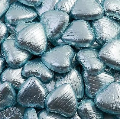 Light Blue Milk Chocolate Hearts x 100, 500g