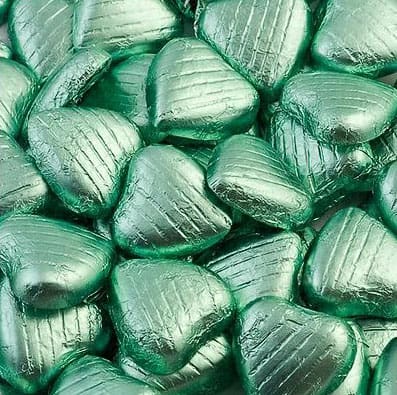 Light Green Milk Chocolate Hearts x 100, 500g