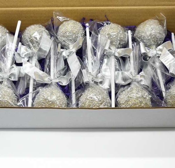 Silver sparkle cake pop box of 25